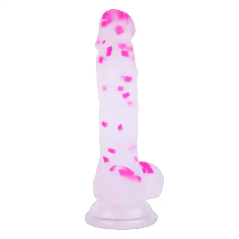 1158d3c6c333d1af 7 Inch Short Slim Soft Silicone Confetti Dildo