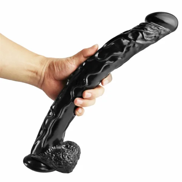 17 IN Extra-Long Real Feeling PVC Realistic Dildo Black/Blue/Brown/Skin Tone/Pink/Green - Image 4