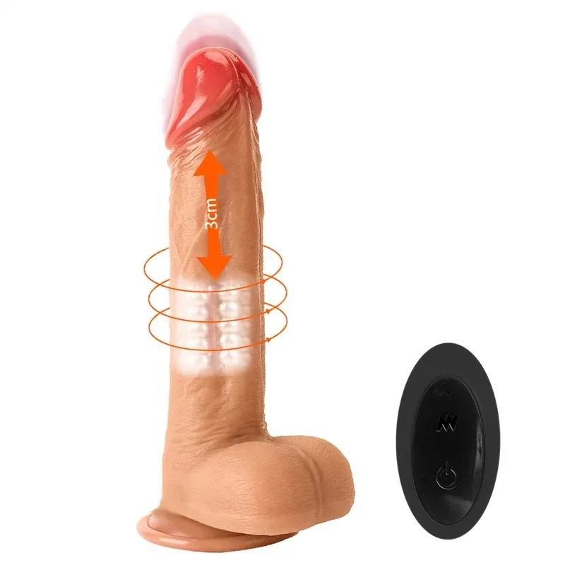 f88a10db42426497 8.5 Inch Wireless Realistic Vibrating Thrusting and Rotating Dildo
