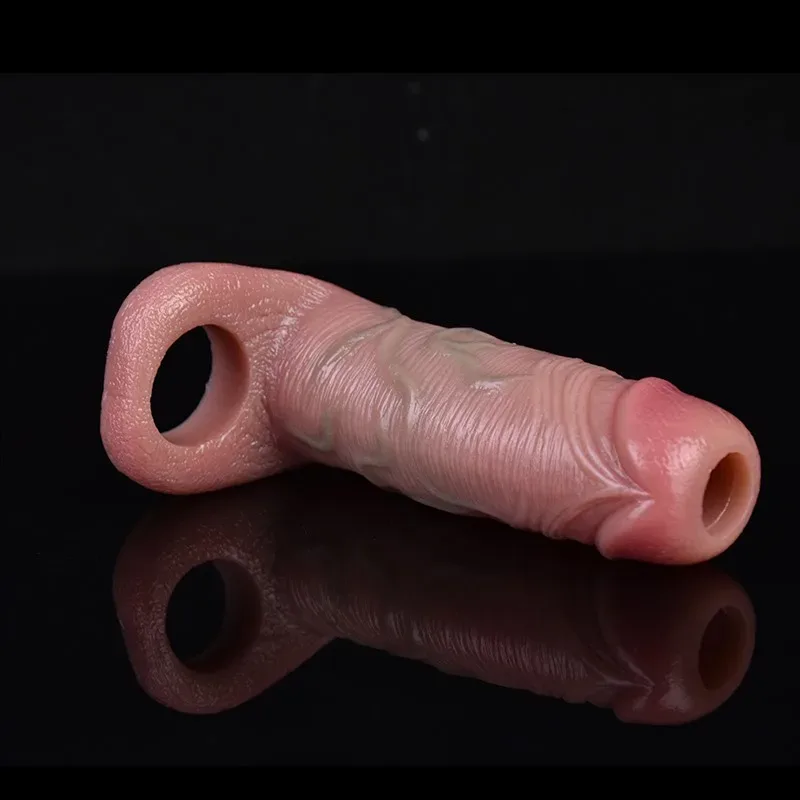 5.3 IN Silicone Realistic Penis Sheath Soft Cock Extender 6 5.3 IN Silicone Realistic Penis Sheath Soft Cock Extender 6